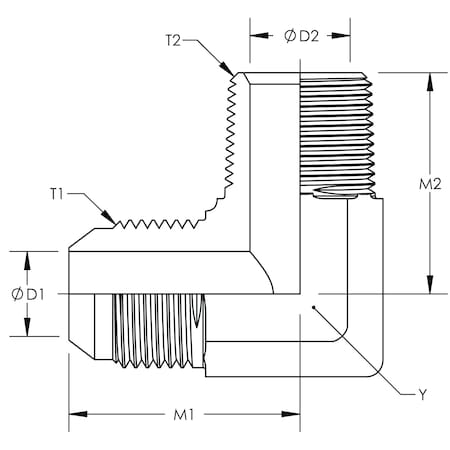 World Wide Fittings JIC to Male Pipe 90 Deg. Elbow Stainless Steel 2501X08X08SS